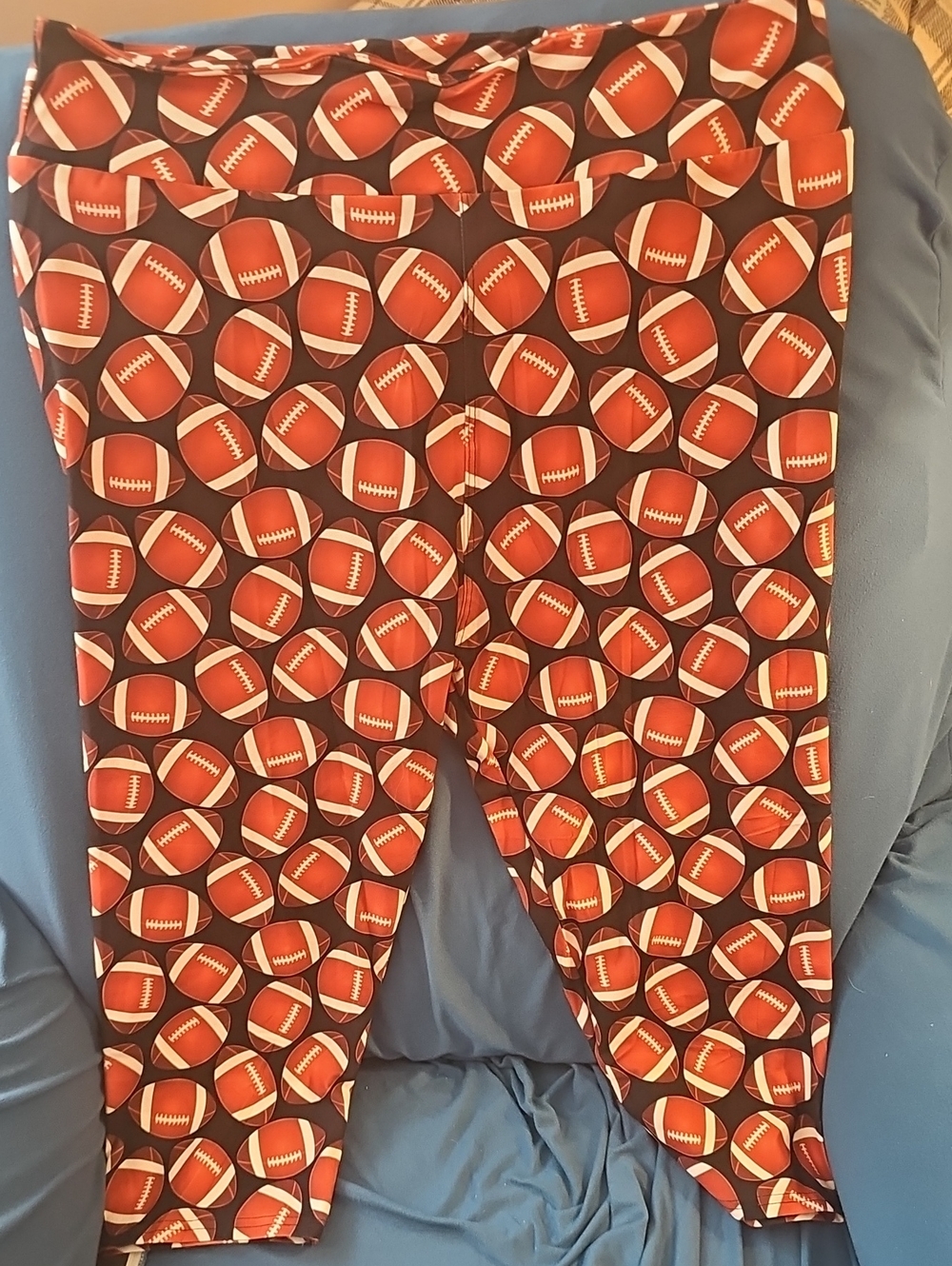 Kids Football Print Leggings - Black